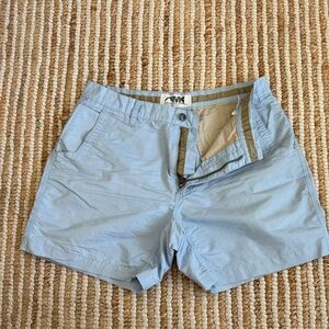 Mountain Khaki Light Blue Cotton Shorts. Inseam 6.5im.